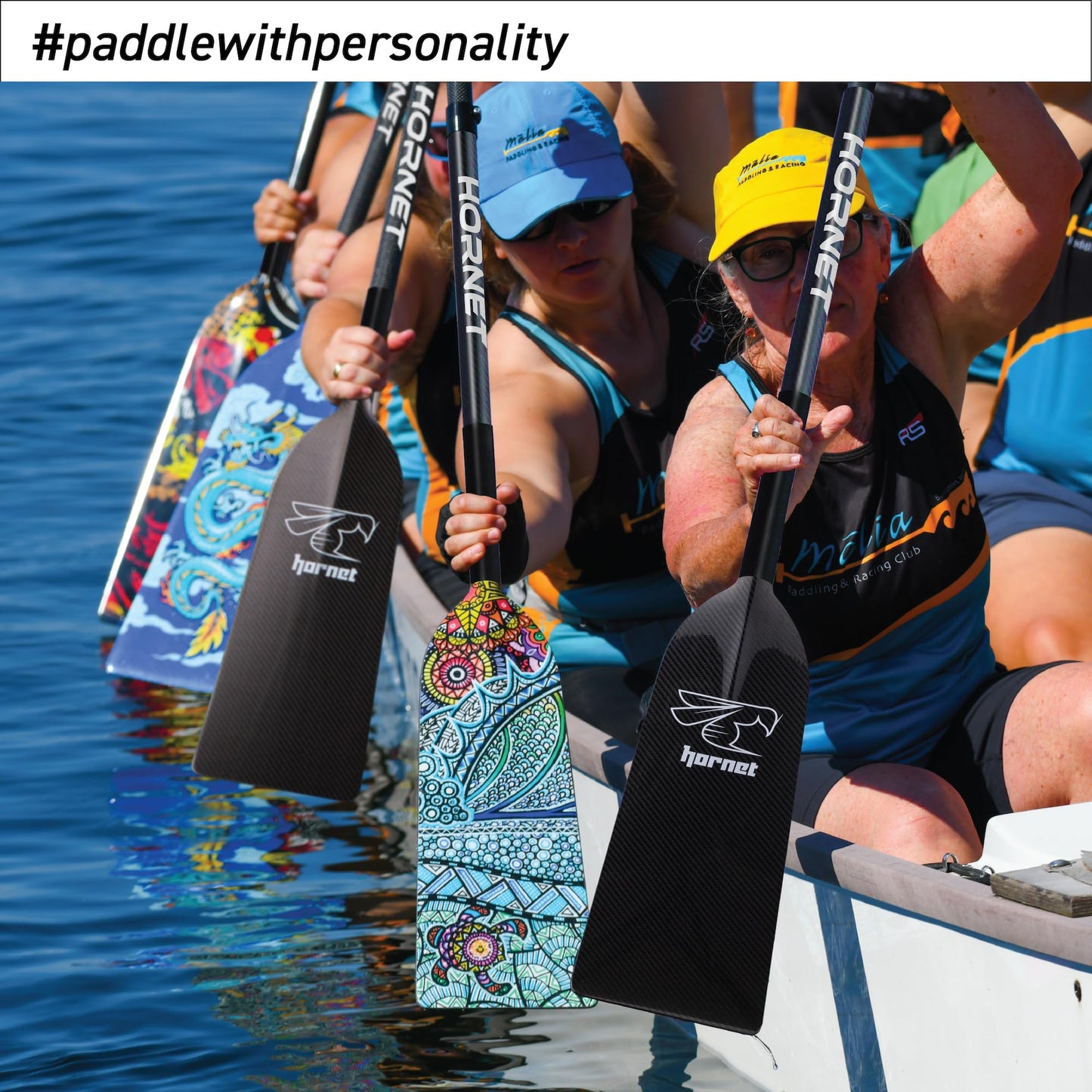 Hornet Watersports Dragon Boat Paddle - Black Glossy - Adjustable Carbon Fiber - IDBF Approved - Dragon Boat Accessories