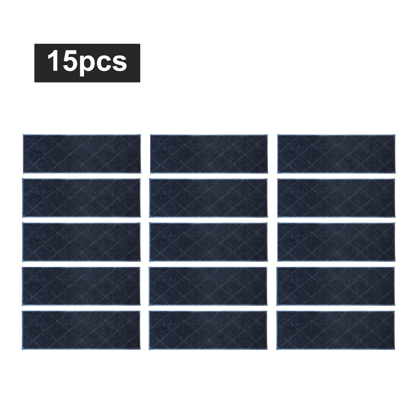 COSY HOMEER Edging Stair Treads Non-Slip Carpet Mat 28inX9in Indoor Stair Runners for Wooden Steps, Edging Stair Rugs for Kids and Dogs, 100% Polyester TPE Backing (15pc, Navy)