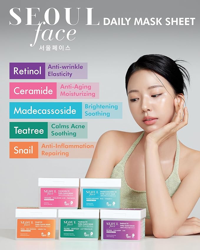 DERMAL Seoul Face Ceramide 3X Daily Quick Mask 36 Sheet ??Korean Skincare Vegan Tencel Facial Masks - Intensive Moisturizing, Elasticity Mask Sheets with Hyaluronic Acid, Panthenol, Adenosine
