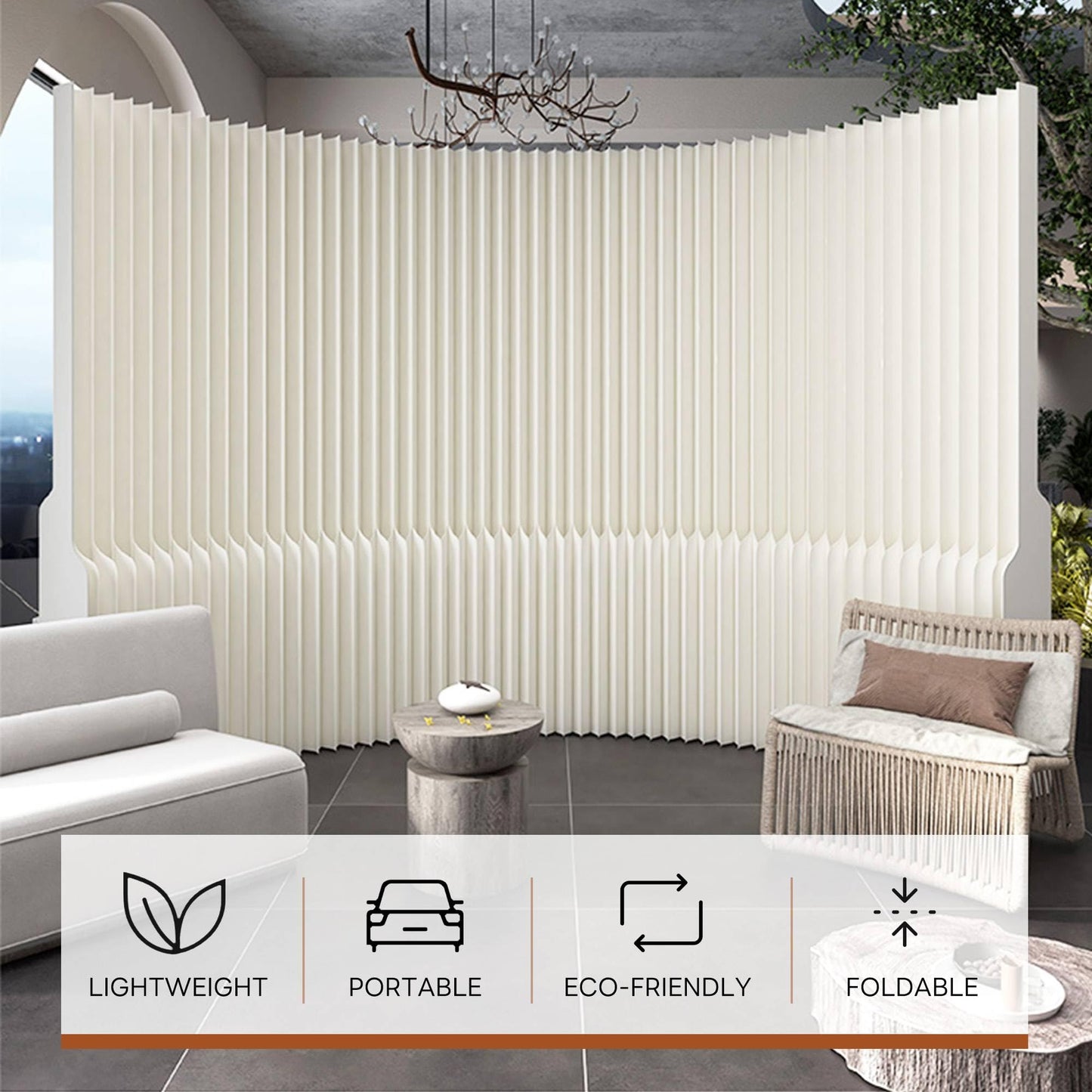 Foldable Paper Room Divider - Portable Privacy Screen for Home Office & Living Room, Freestanding Folding Partition Wall, Easy Setup Room Separation Divider (H78.7in*L157.5in)