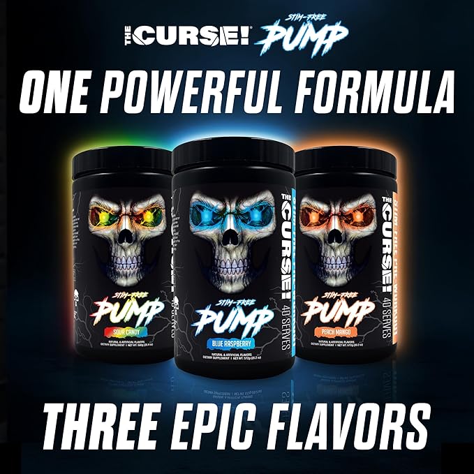 JNX SPORTS The Curse! Pump ??Stim-Free Pre-Workout | Peach Mango 40 Serves | Caffeine-Free Pump Pre Workout, Non-Stim Nitric Oxide Preworkout for Men & Women
