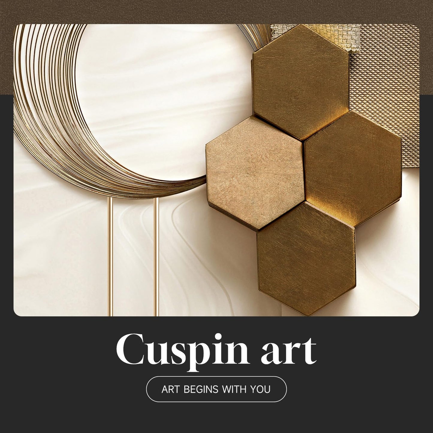 Large Framed Modern Luxury Gold Wall Art for Living Room, 3 Piece Bright Style Art Prints Paintings Artwork for Walls, Bronze Gold Geometric Pictures for Hallway Stair Office Wall Decor 24x36 In