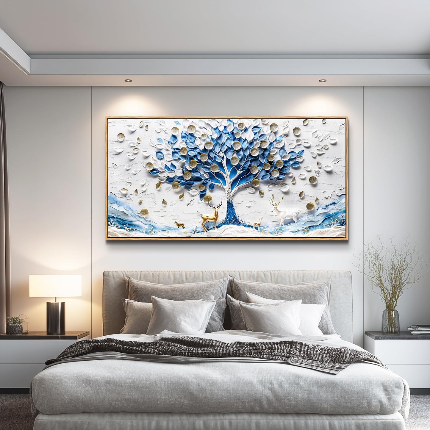 JUDASJART Canvas Wall Art For Living Room Wall Decor For Bedroom Office Wall Decoration Tree Gold Accent Landscape Painting Abstract Pictures Artwork Room Aesthetic Home Decor 20x40 In