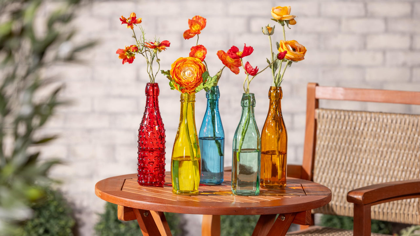 Evergreen Garden Glass Bottles for Bottle Tree, Wine Bottles for Decorativation Indoor Outdoor Wedding Christmas Party Decor (Rainbow, Set of 5)