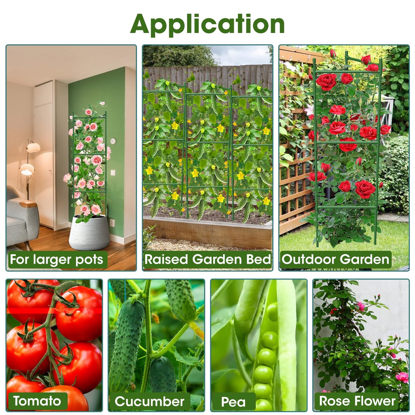 MQHUAYU 6 Pack Tomato Cage,Tomato Cage for Raised Garden Bed, 48'' Tall Tomato TrellisTriangle or Square Cages for Garden,Pots, Plant Cages & Supports(Green, Extra Bold )