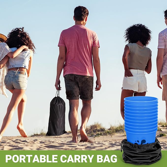 ropoda Giant Yard Pong,Yard Games with Durable Buckets and Balls, Outdoor Game with Carry Bag for The Beach,Lawn, Great Gift Choice for Families(Blue)