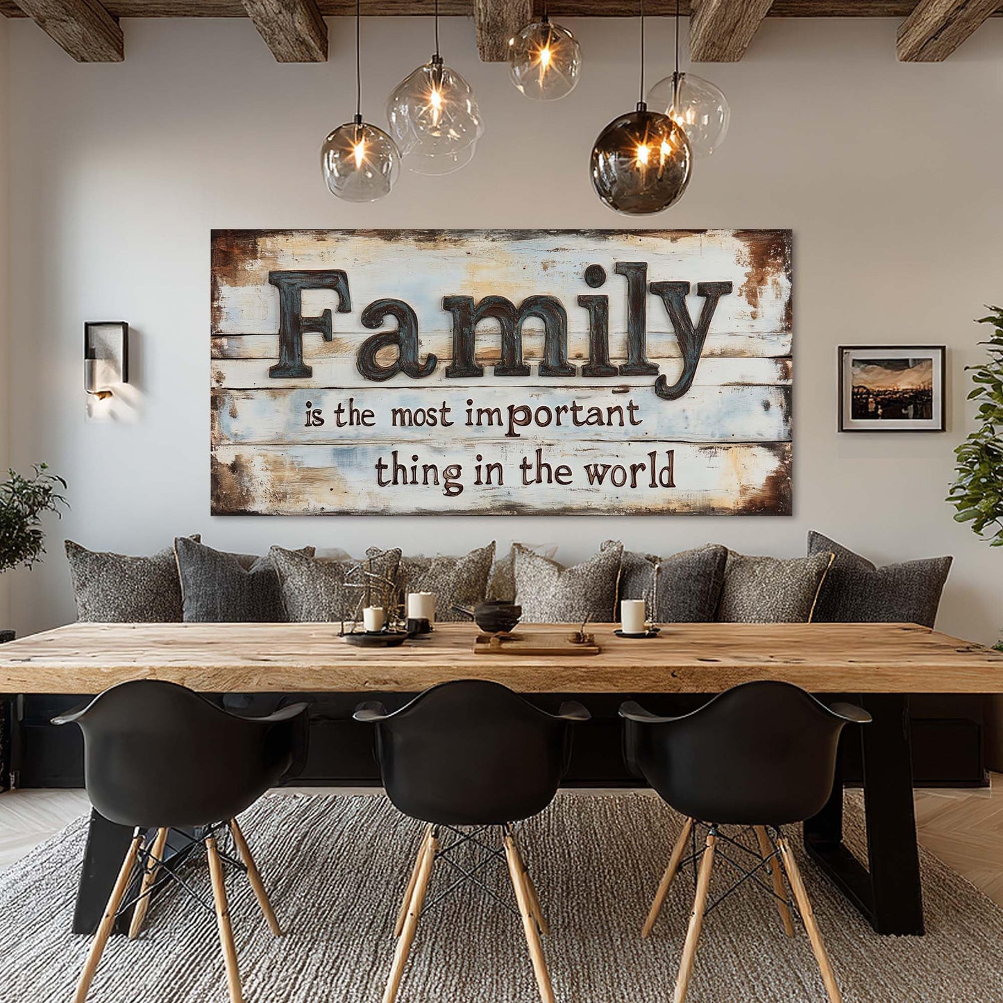 Retro Family Quotes Wall Art for Living Room Canvas Prints Family is the Most Important Thing in the World Rustic Farmhouse Art Deco Modern Artwork Bedroom Kitchen Dining Room Decor Extra Large