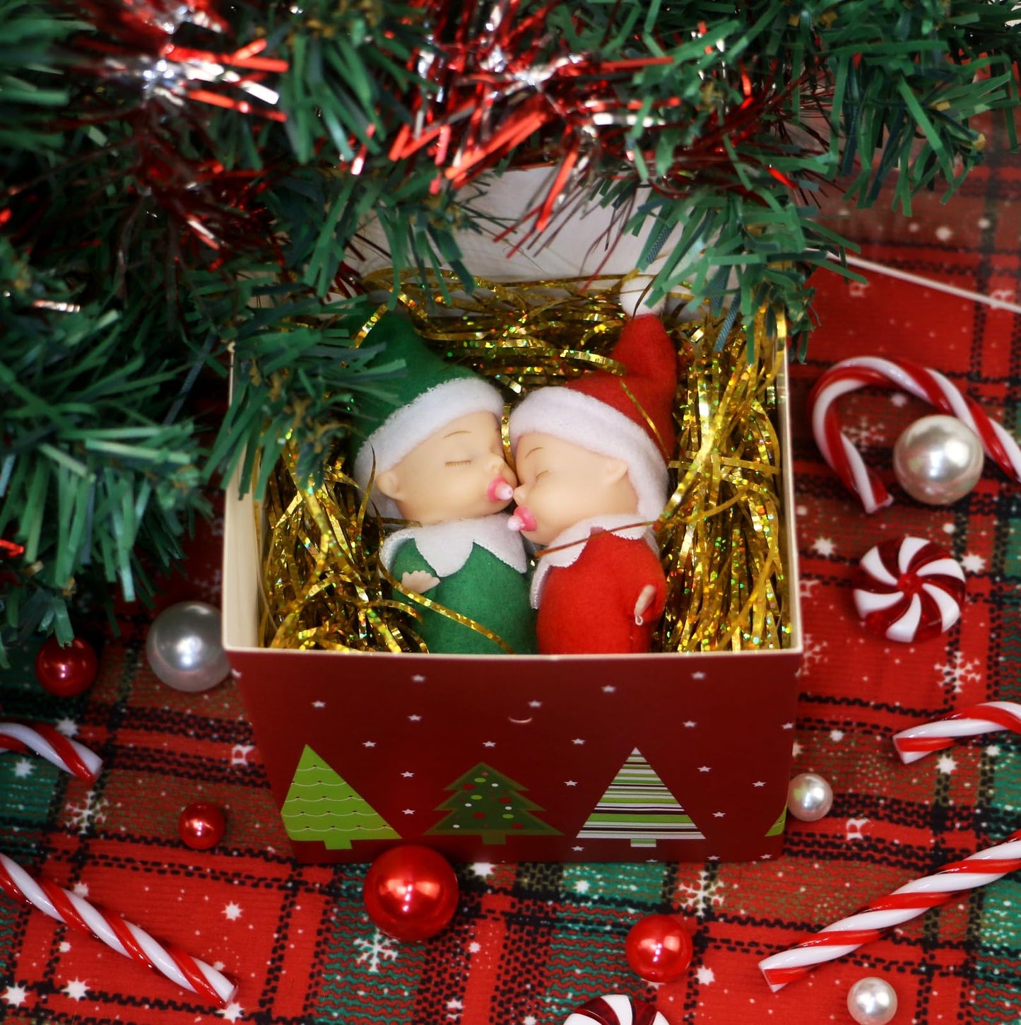 Voiiake Christmas Tiny Elf Doll Baby Miniature Elf Decoration Boy and Girl Xmas Family Kids for Christmas Decorations Doll Ornament Stocking Stuffers