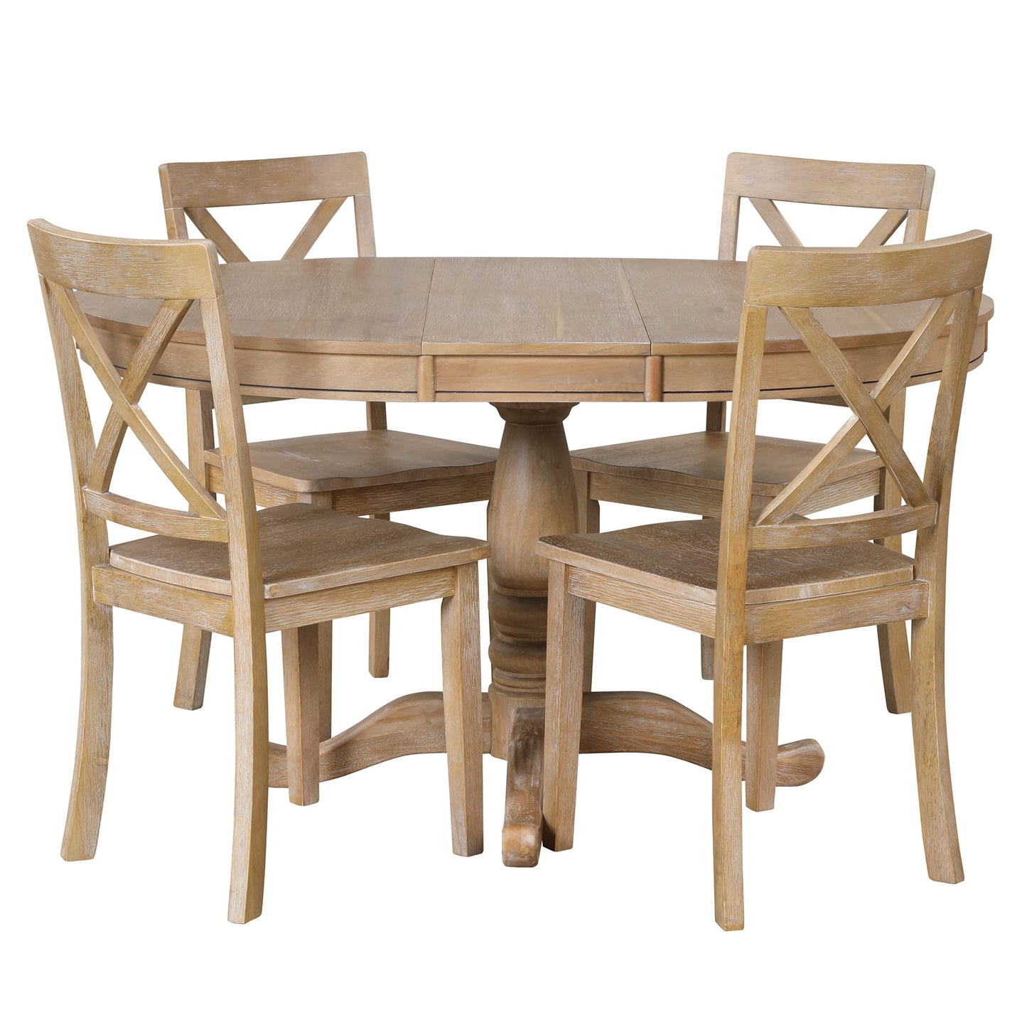 Merax 5 Pieces Dining Table Set,Retro Style Chairs with Solid Wood Legs for Kitchen Diningroom