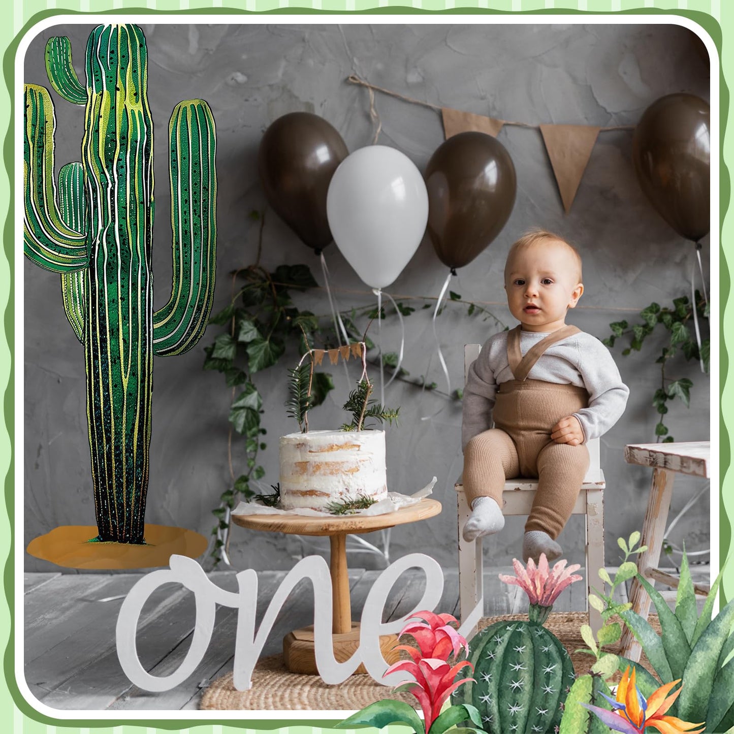 Janlaugh 2 Pcs 4 Feet Large Boho Cactus Wall Decor Jointed Cactus Cutouts Wall Stickers Tropical Cacti Home Decals Stickers DIY Bohemian Green Botanical Decorations for Classroom Bedroom