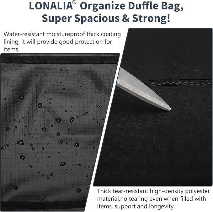 52 Inch Large Duffle Bag for Travel Camping - 180L Extra Large Heavy Duty Duffel Bag, Sport Equipment Storage Bag with 2 Sides Handles-Black