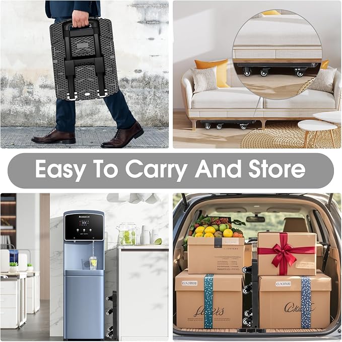 Voipvvii Folding Hand Truck 500lbs, Portable Heavy Duty Dolly Cart, 6 Wheels Collapsible Luggage Cart with 2 Elastic Ropes - Compact Trolley Cart for Easy Moving - Ideal Hand Cart for Travel and More