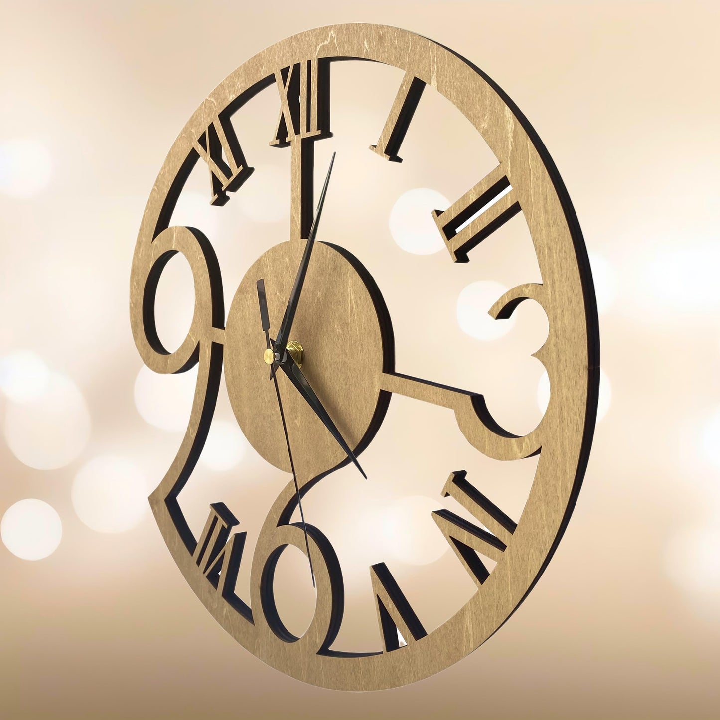 Rizalit Wood Wall Clock Artistic Modern Classic Style Unique Design 11.5 Inch for Living Kitchen Office Bedroom Silent Non Ticking Battery Operated Reloj de pared Настенные часы