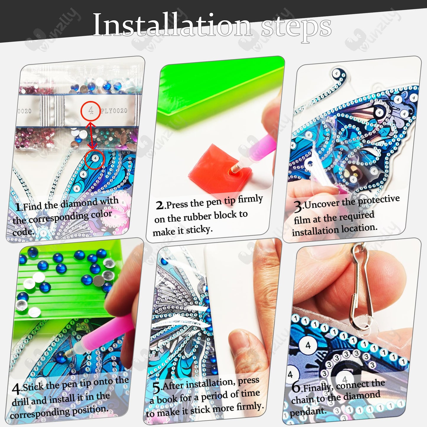Yunzlly DIY Hanging Diamond Art Pendant Kit, Special Crystal Double Sided Diamonds Painting Ornament Kit for Adults, Acrylic Gem Painting Board for Window&Door&Wall (Cross)