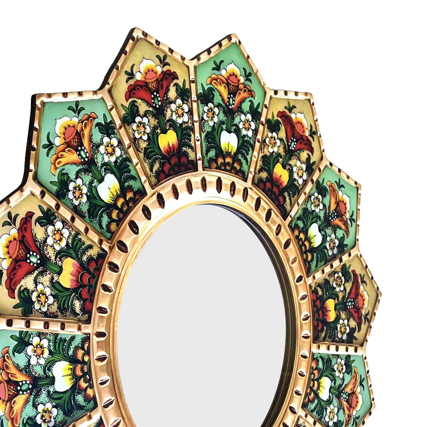 WTVLAX 15.7" Sunburst Mirror - Boho Wall Mirror with Moroccan Decor Style, Large Circular Wood & Acrylic, Decorative for Living Room, Gallery Wall