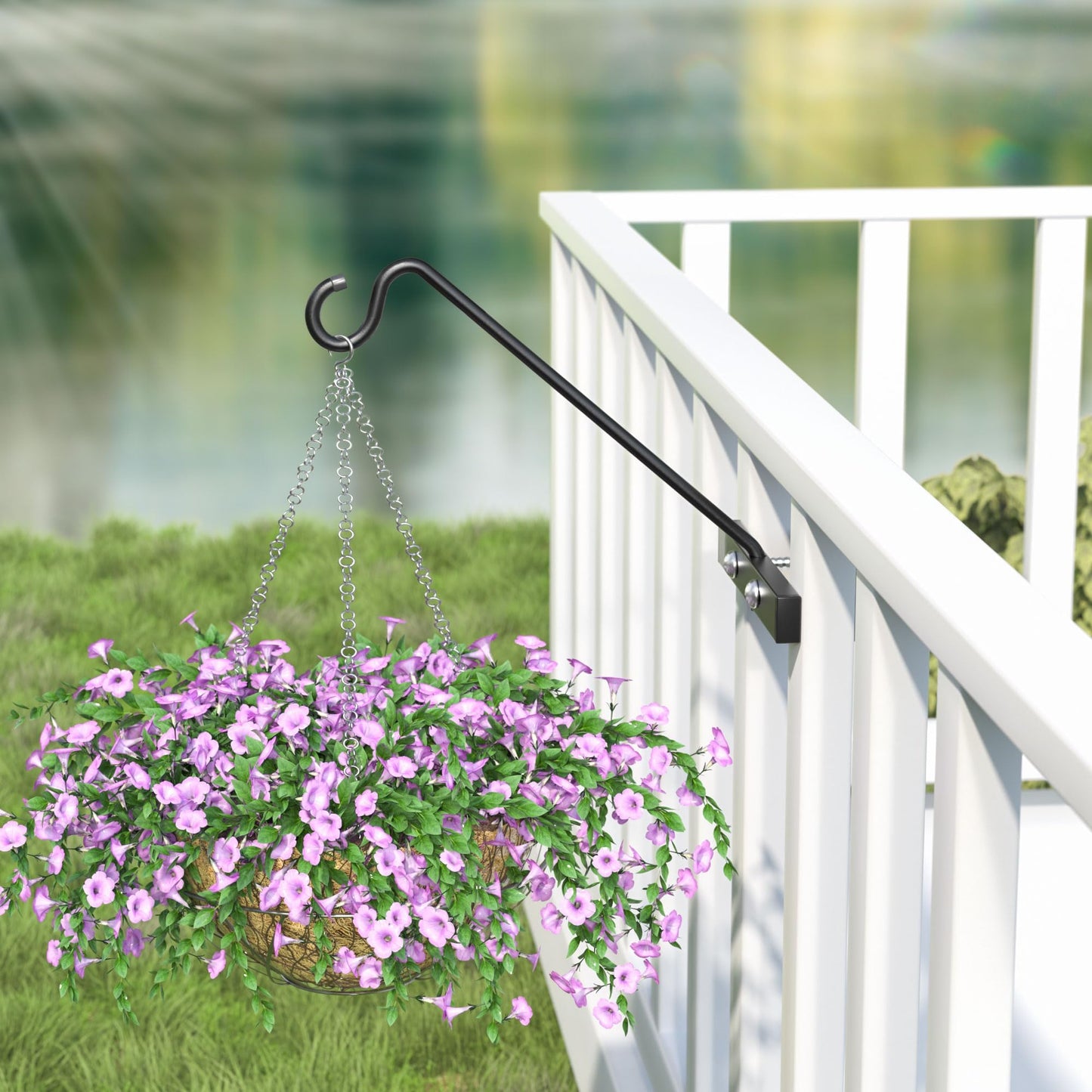 Josmimic 12-Inch Deck Bird Feeder Hanger for Railing, Outdoor Decor Plant Hanger, Balcony Railing Hook - 22LB Capacity - for Hanging Plants, Bird Feeders, Lanterns, Wind Chimes