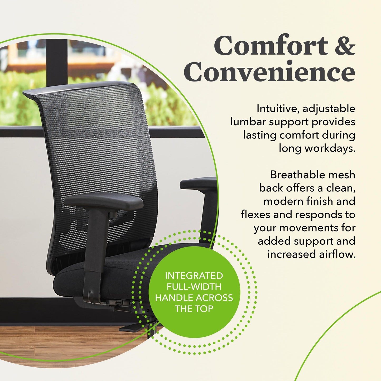 HON Convergence Ergonomic Office Chair with Mesh Back, Adjustable Arms, Lumbar Support, Synchro‑Tilt Desk Chair with Wheels for Home Office or Computer Use, Black Frame, Apricot