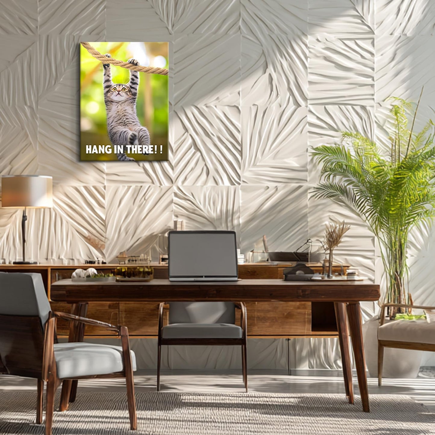 Hang in There Cat Posters Funny Motivational Wall Art Inspirational Cat Wall Decor Painting Funny Office Pictures Inspirational Prints for Home Bathroom Bedroom Ready to Hang(12x16in Wrapped Canvas)