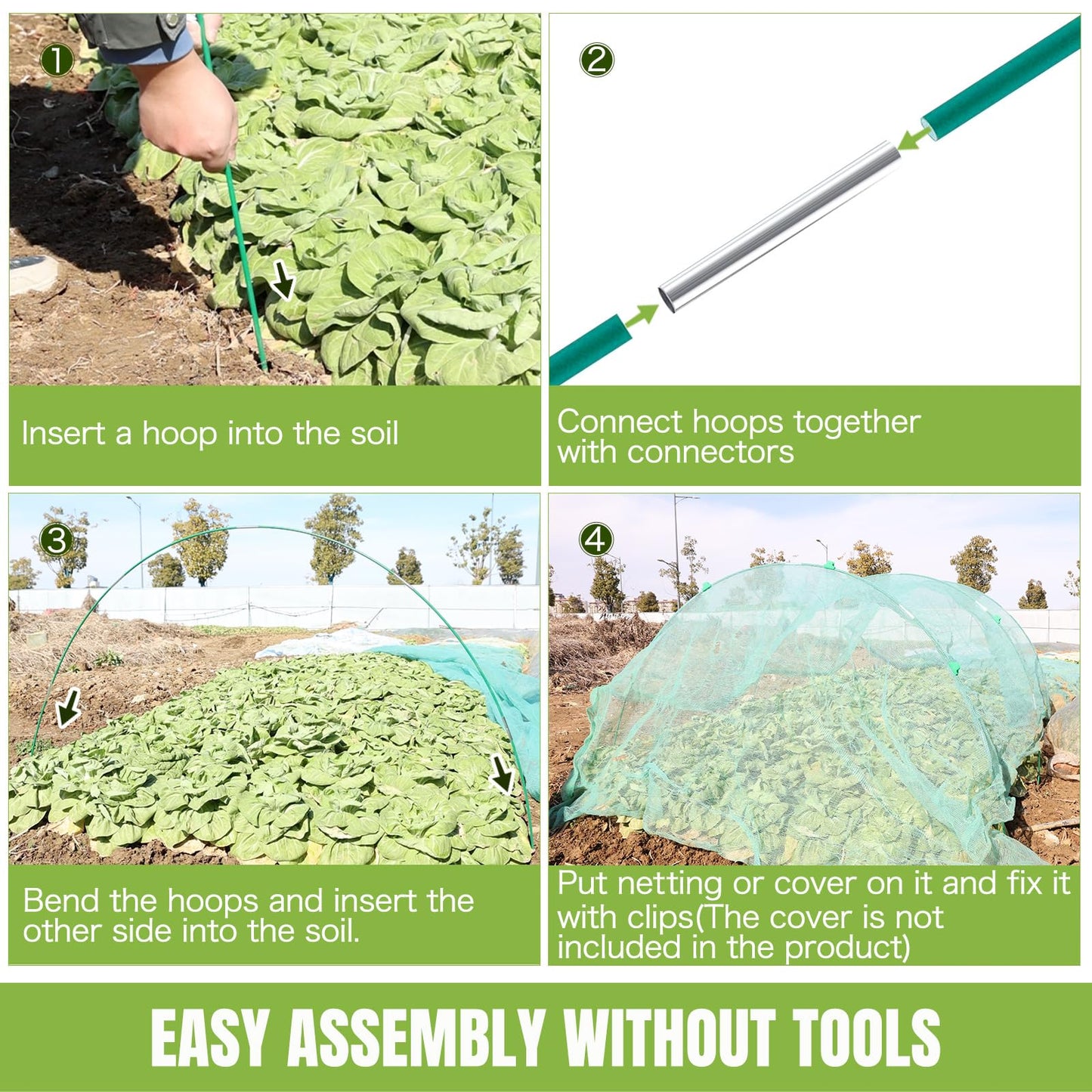 Joyhalo Garden Hoops for Raised Beds, 25pcs (5 Sets of 7ft) Fiberglass Hoops with PVC Coating, DIY Greenhouse Tunnel for Row Cover, Bird Netting & Plant Protection, Extend Growing Season