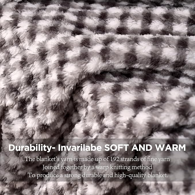 Zyrah Grey and White Fleece Twin for Couch Super Soft Twin Blanket Plaid Lightweight Decorative Fuzzy Cozy Blankets for Sofa Chair Bed 60x80 Inches