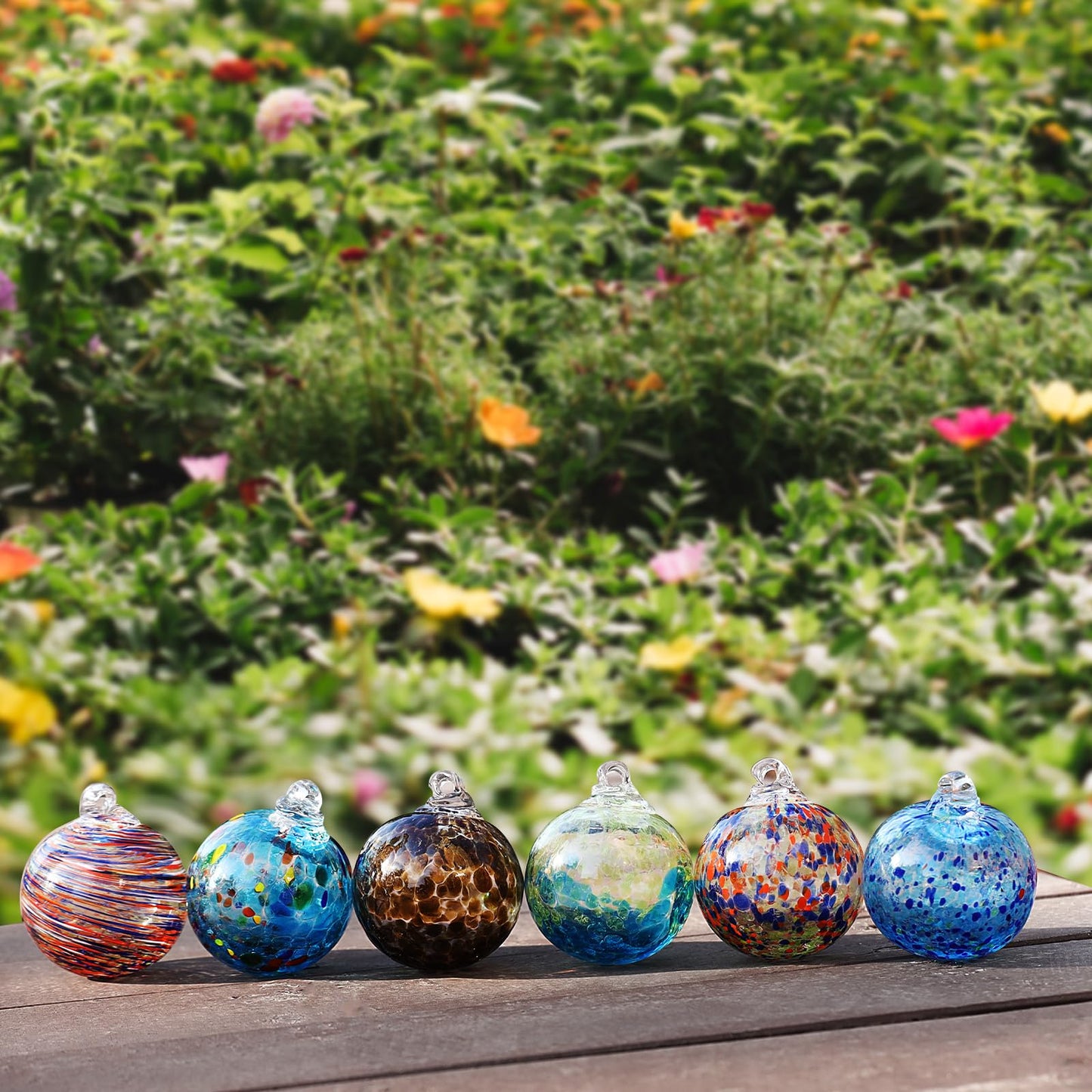 VOREEN 6-Pack Blown Glass Christmas Ornaments, 2.56" Handblown Hanging Glass Gazing Balls for Christmas Tree Decoration, Holiday Ornament Gift Set(Winter Blue & Aqua Mix)