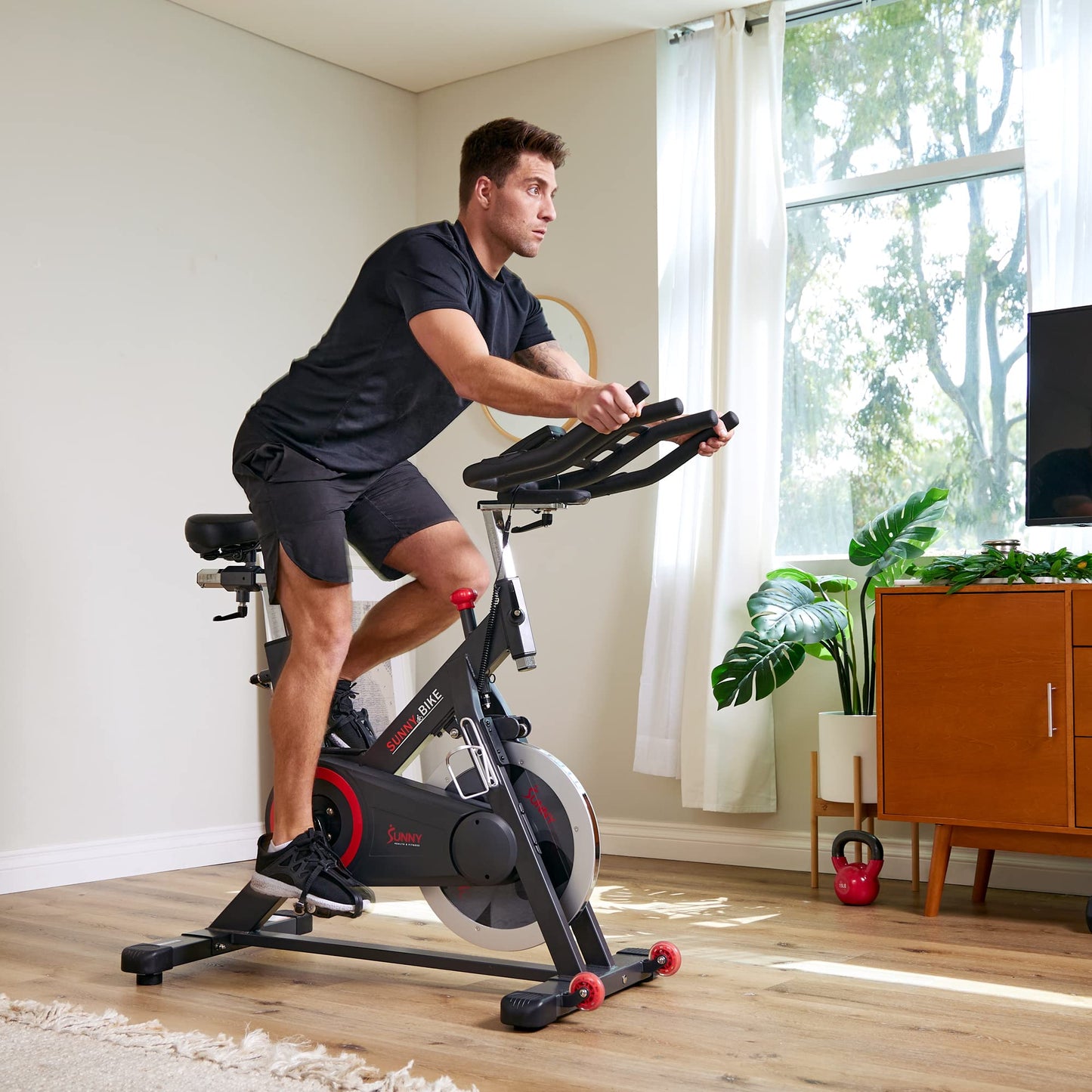 Sunny Health & Fitness Premium Indoor Cycling Smart Stationary Bike with Exclusive SunnyFit App Enhanced Connectivity - SF-B1805SMART