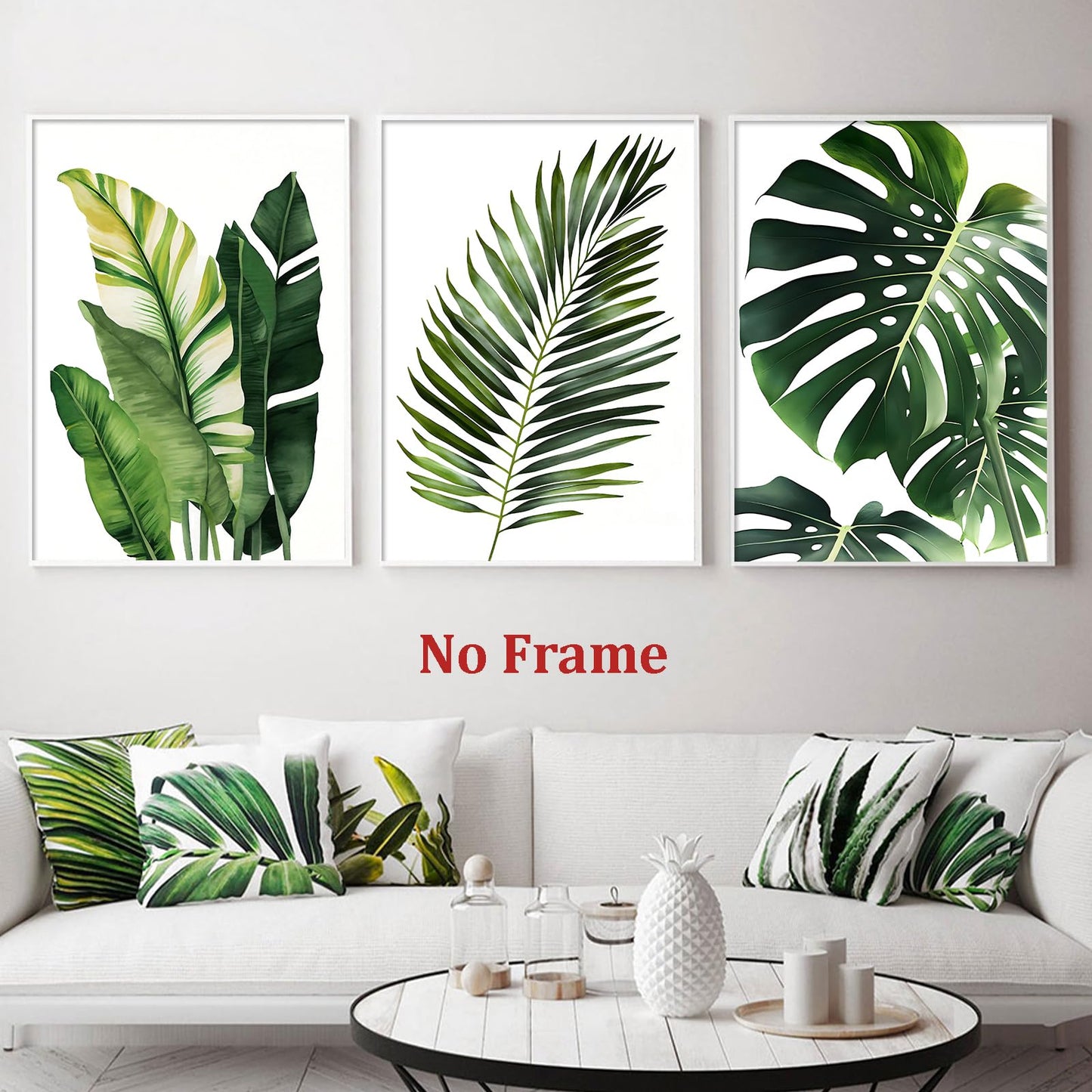 Tropical Botanical Wall Art Monstera Picture Green Leaf Poster Botanical Painting Palm Leaves Pictures Wall Decor Abstract Leaf Art Print Modern Plant Posters Watercolor Leaf Canvas Wall Art 16x24in No Frame