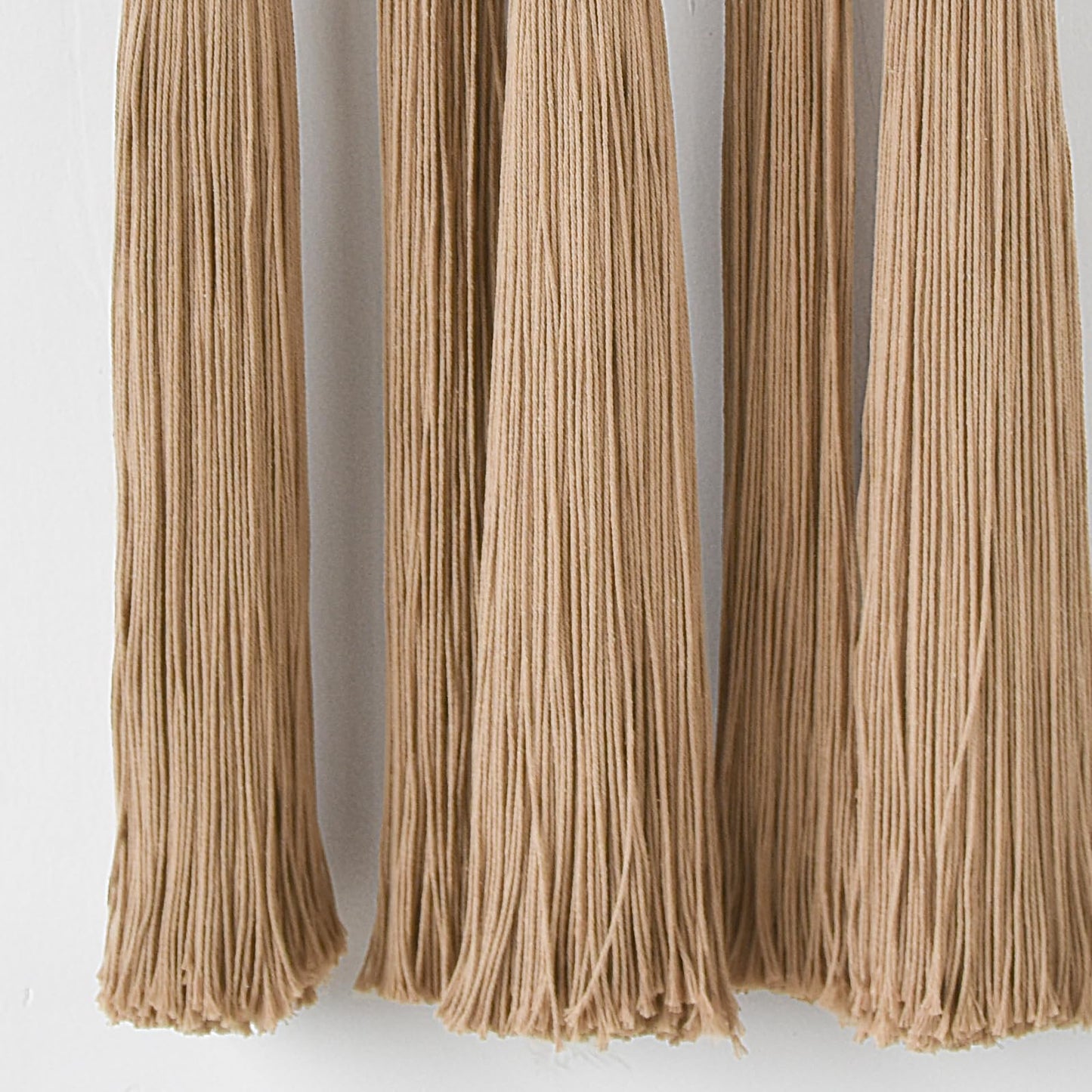 Flber Macrame Wall Hanging Khaki Black Geometric Yarn Wall Art Cotton Tassel Textile Wall Decor for Bedroom Living Room 15.7" W x 39" L