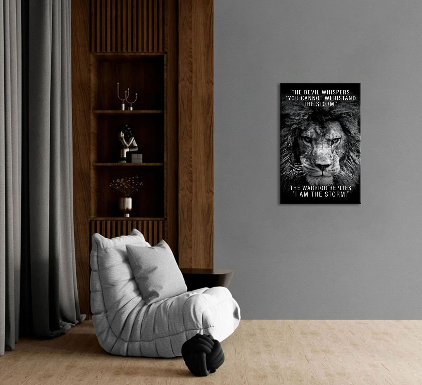 Black and White Lion Inspiring Canvas Wall Art Animal Motivational Picture Man Cave Inspirational Lion Poster Prints Modern Quotes Artwork Wall Decor for Bedroom Office Living Room 12x16in Framed