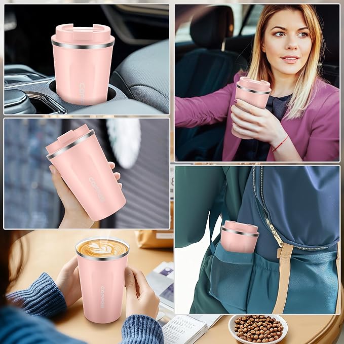 CS COSDDI 12 oz Stainless Steel Vacuum Insulated Tumbler - Coffee Travel Mug Spill Proof with Lid - Coffee Cups for Keep Hot/Ice Coffee,Tea and Beer