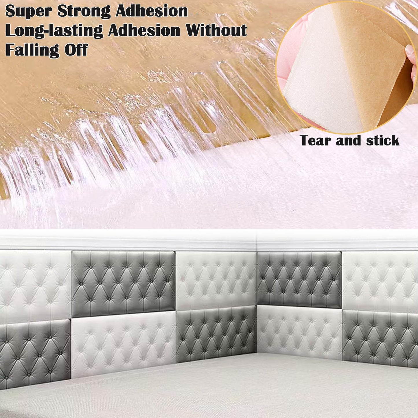 DHIJUPNG 3D Anti Collision Wall Padding for Bedroom, Peel and Stick Headboard Padded Wall Cushion Upholstered Self-Adhesive Wall Panels Playroom Decorative Protection Panel White 8 Pack(11.8"x23.6")