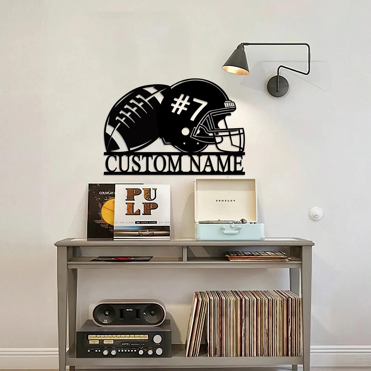 Custom Football Metal Sign Personalized Football Player Metal Wall Art Customized Name & Number Wall Decor for Teen Boys Kids Personalized Coach Gifts