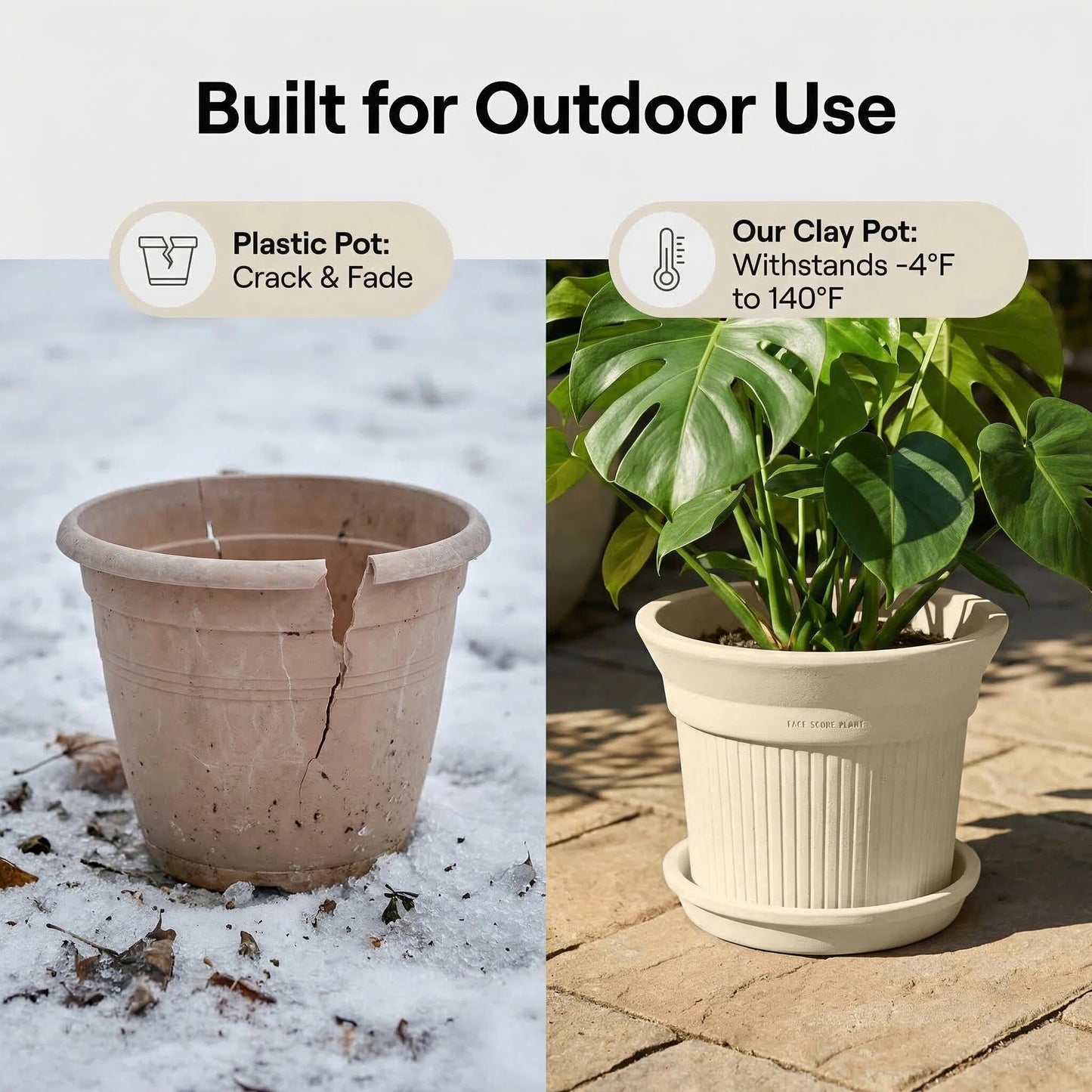 SHIMOST 8 Inch Clay Planter with Saucer Unglazed White Terracotta Pot with Drainage Hole Rustic Weather-Resistant Plant Pot for Indoor Outdoor Use Ideal for Home Office Patio Garden