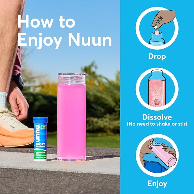 Nuun Sport Electrolyte Tablets with Magnesium, Calcium, Potassium, Chloride & Sodium, Gluten Free & Vegan, Lemon Lime, 4 Pack (40 Servings Total)