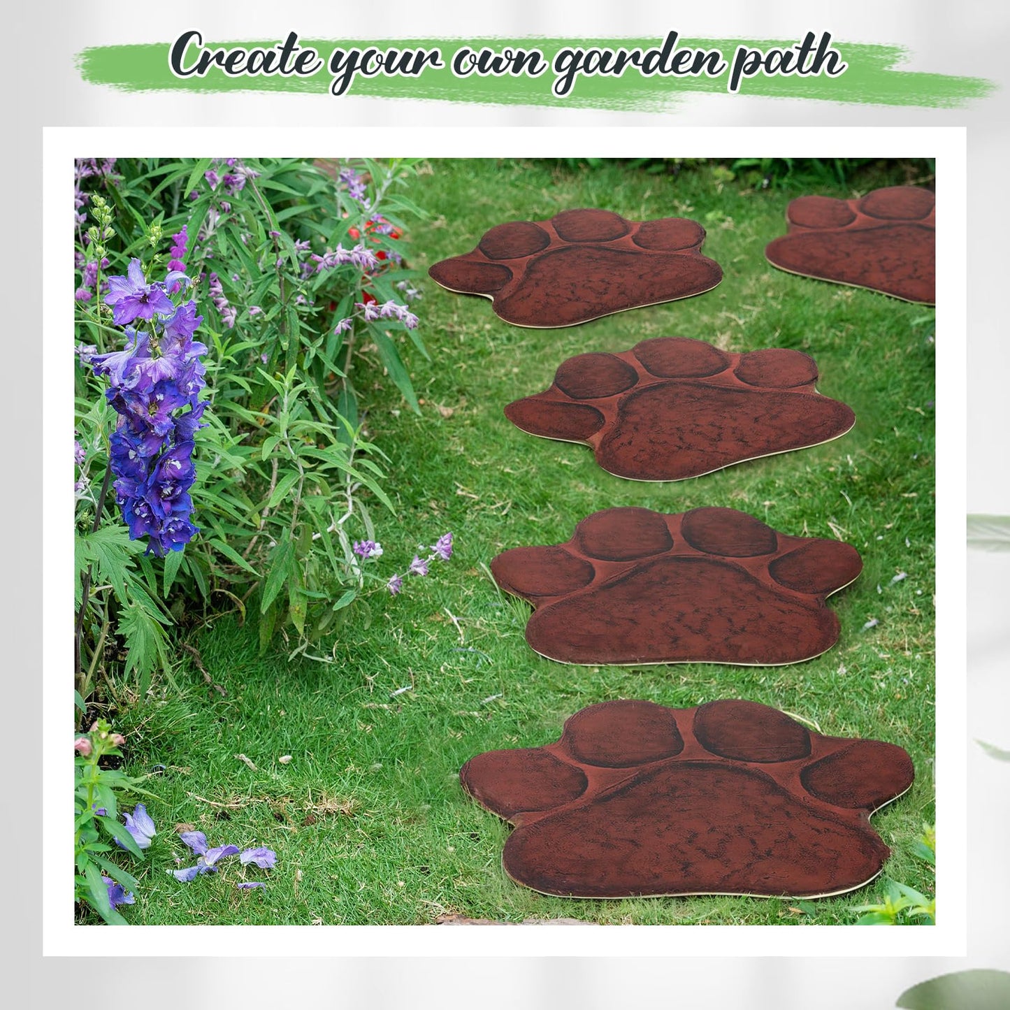 Yaocom 3 Pieces Dog Paw Garden Stepping Stones Garden Decor Cast Irons Dog Rocks Rustic Outdoor Stones Decorative Stone for Garden Walkway Outdoor Decoration, 12 Inch (Brown)