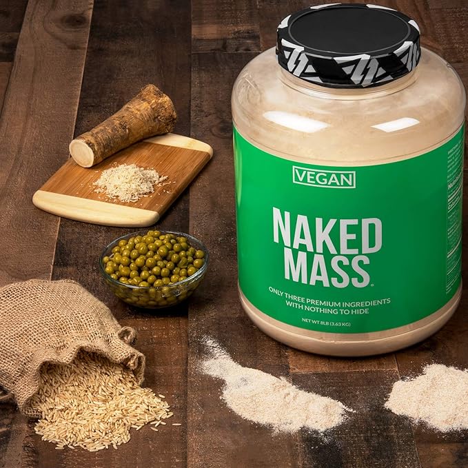 NAKED Vegan Mass - Natural Vegan Weight Gainer Protein Powder - 1,230 Calories, Non-GMO, Soy & Gluten Free, No Artificial Ingredients - 12LB Bulk - 17 Servings