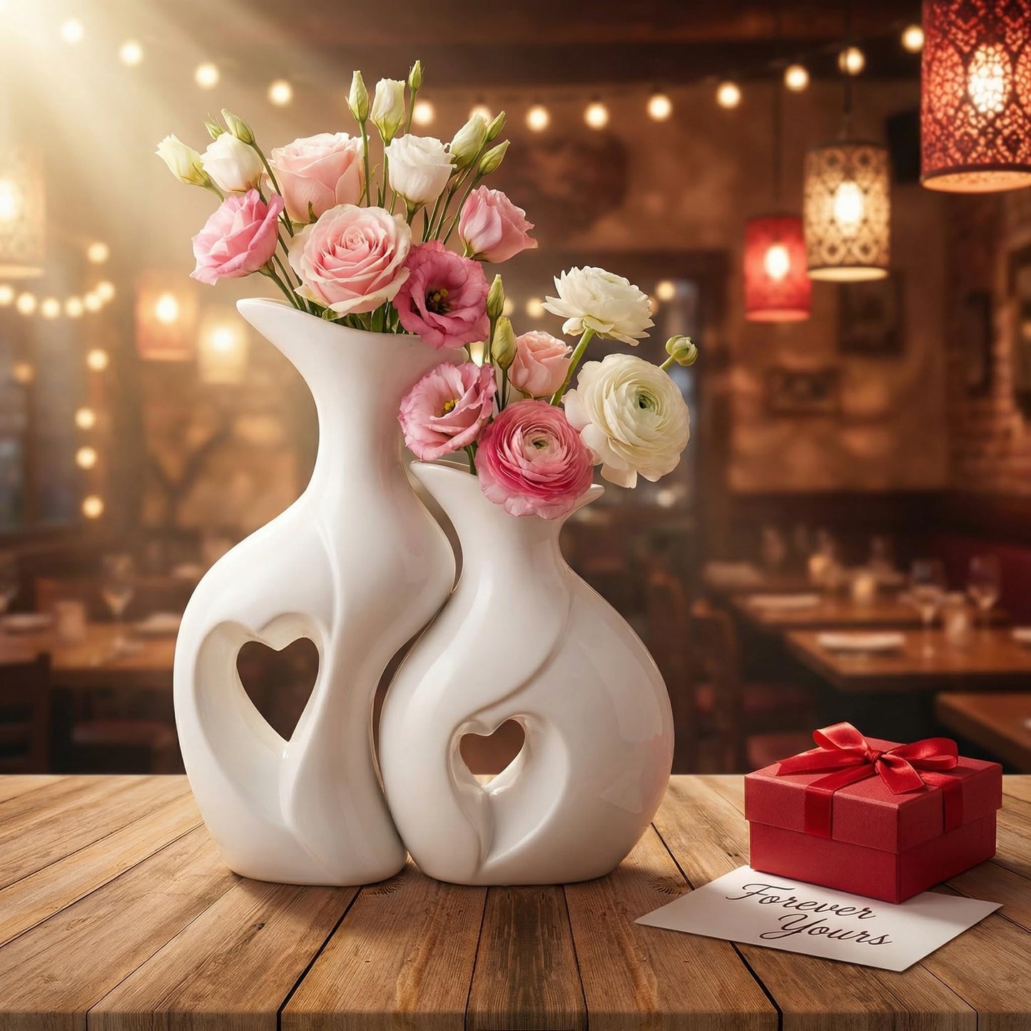 White Heart Vase Set of 2,Modern Vases for Home Console Table Decor for Living Room Coffee Table Fireplace Bookshelf Decorations(3.5" L x 4.4" W x 8.5" H)