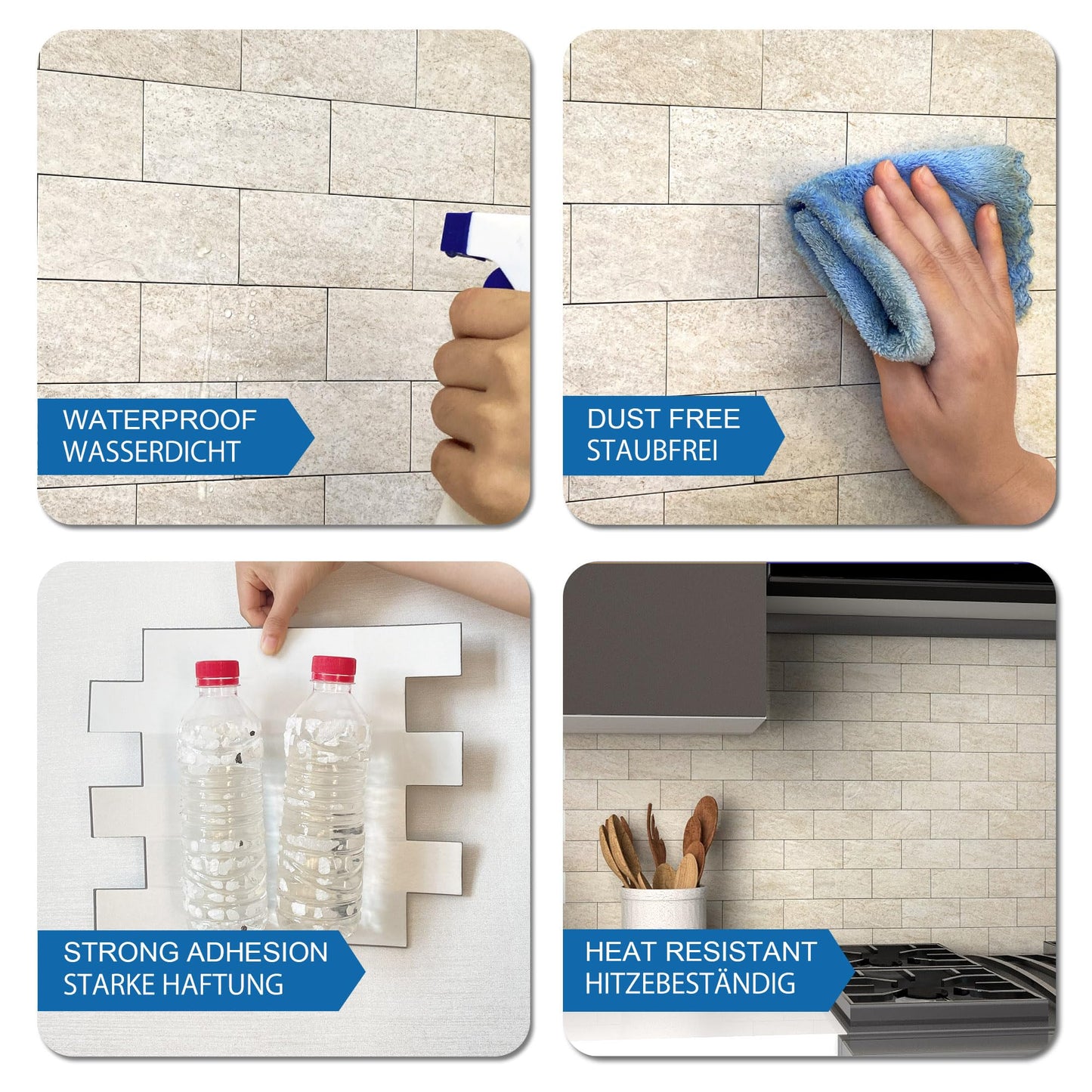 M MOFIT Stone Backsplash Peel and Stick Tiles Matte,Adhesive Mosaic Subway Tiles Waterproof Wall Tile Stickers for Bathroom Shower(Beige,10PCS)