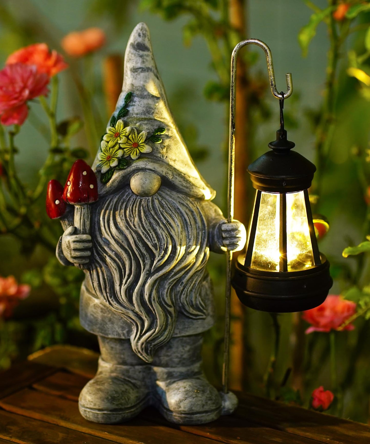 Acgarten Garden Gnome with Solar Lantern: Outdoor Statue Decorations for Home Yard Lawn Balcony Patio Porch - Mothers Day Gifts for Mom Women Grandma