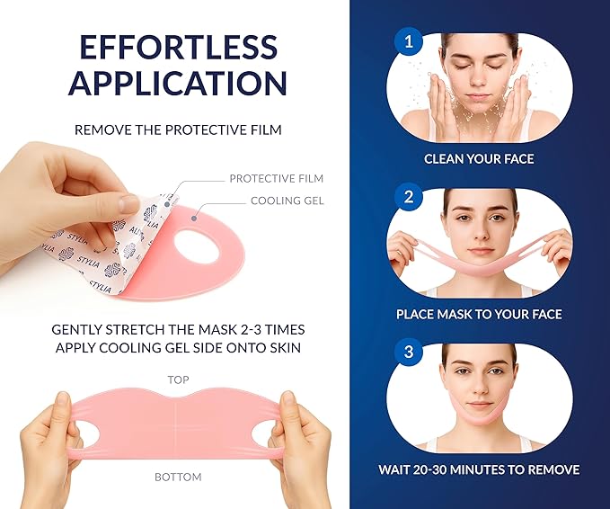 STYLIA V Line Lifting Collagen Face Mask - Double Chin Strap for Women - Jawline Shaper Face Lift Tape - Neck Lift Collagen Mask - Chin Strap for Sleeping - Hyaluronic Acid, Aloe Vera, Cica 10PC