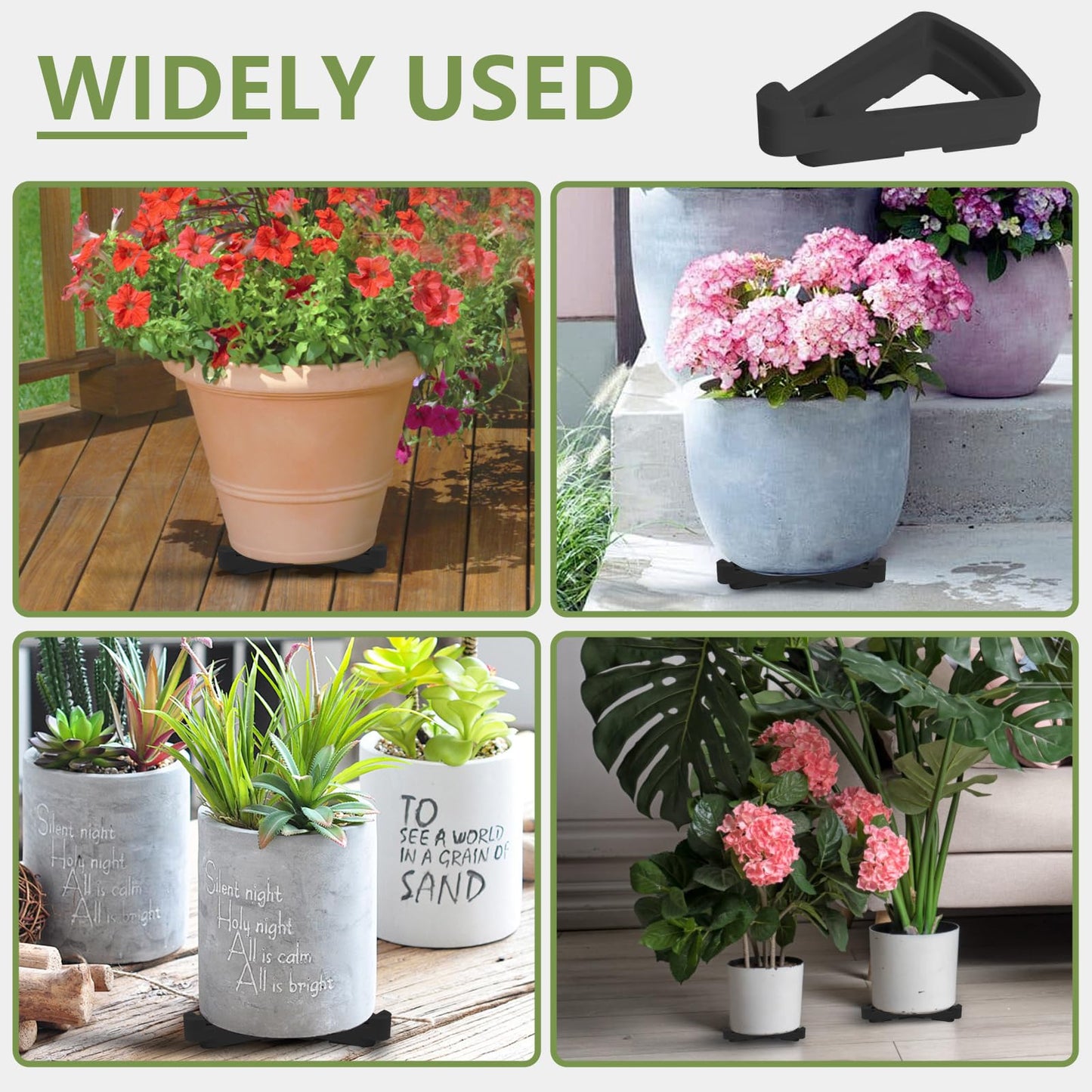 alalalight 24PCS Flower Pot Risers Toes,Invisible Plant Pot Feet for Outdoor Planters,Indoor Secure Compressive Environmental Triangular Lifters Supports (Small Black)