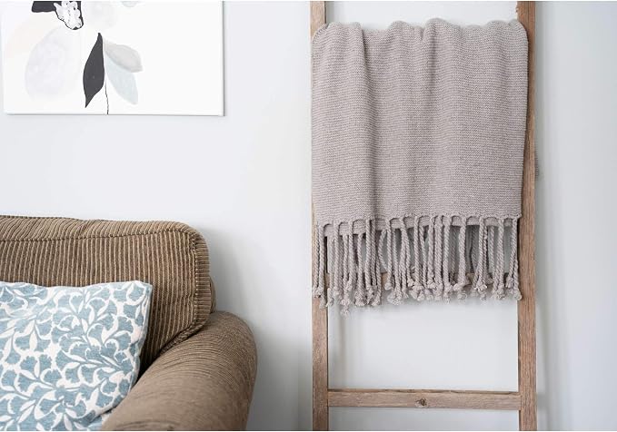 BARNWOODUSA Rustic Farmhouse Decorative Ladder - Our 5 ft Ladder can be Mounted Horizontally or Vertically and is Crafted from Upcycled Wood No Assembly Required Weathered Gray