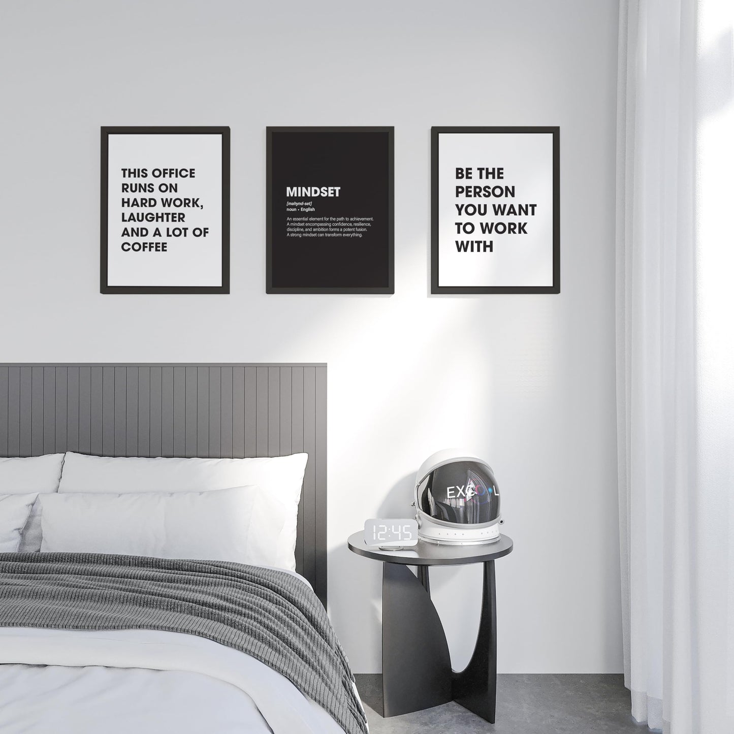 EXCOOL CLUB Teamwork Motivational Quotes Wall Art - 12x16 Mindset Poster Office Pictures, Inspirational Wall Quotes Prints, Black and White Wall Decor for Cubicle Workplace Decorations (UNFRAMED)