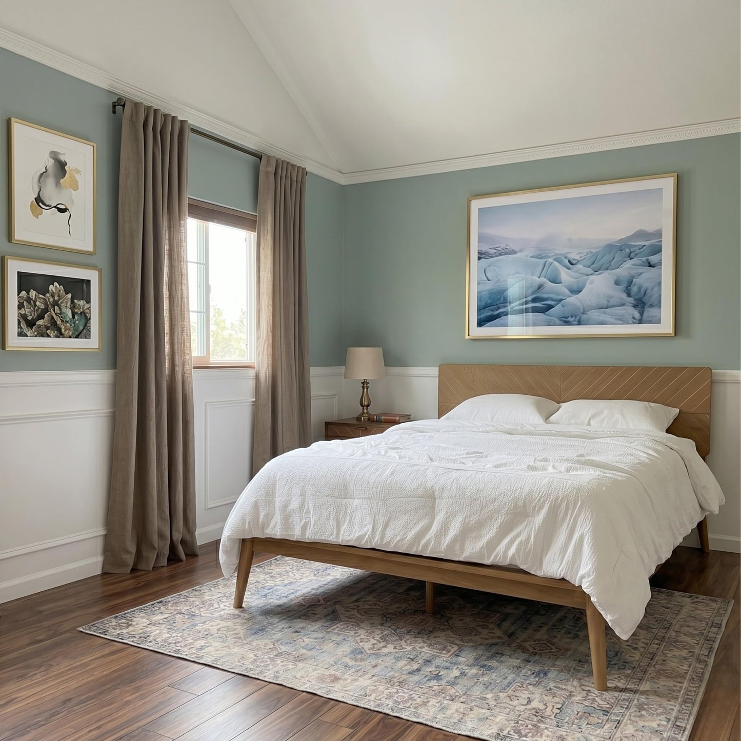Loki Solid Wood Bed Frame Full, Premium Platform Bed with Chevron Headboard and Wood Slat Support, Noise-free, Easy Assembly, No Box Spring Needed, Mid-Century Modern Minimalist Styles (Light Oak)