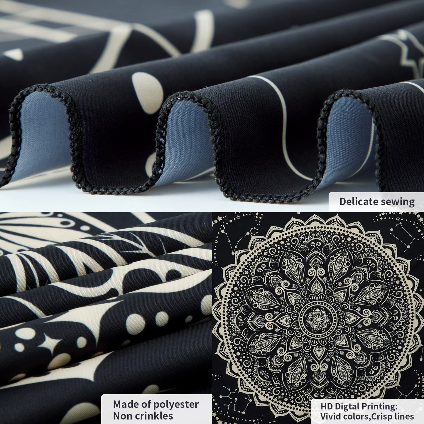FLY SPRAY Black Golden Mandala Tapestry Astrology Space Wall Hanging Tapestries Wall tapestrys Large Aesthetic Hippie Decor Bohemian Art Boho Home Talestry for Bedroom,Living Room,Ceiling