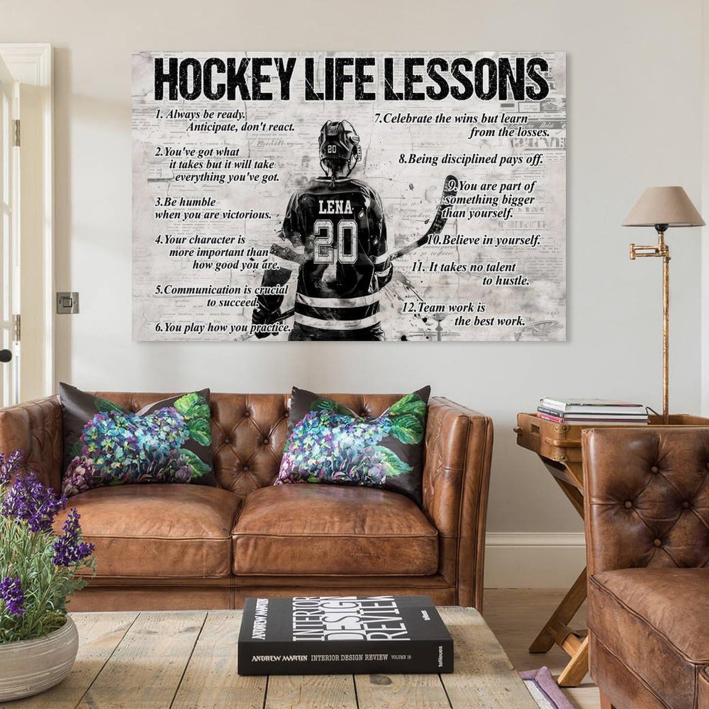 JHAMZPOSTER Hockey Life Lessons Poster Motivational Sports Canvas Wall Art Aesthetic Decorative Painting Living Room,Bars Cafes, Restaurants, Pool Halls And Hotelsstyle 12x18inch(30x45cm)