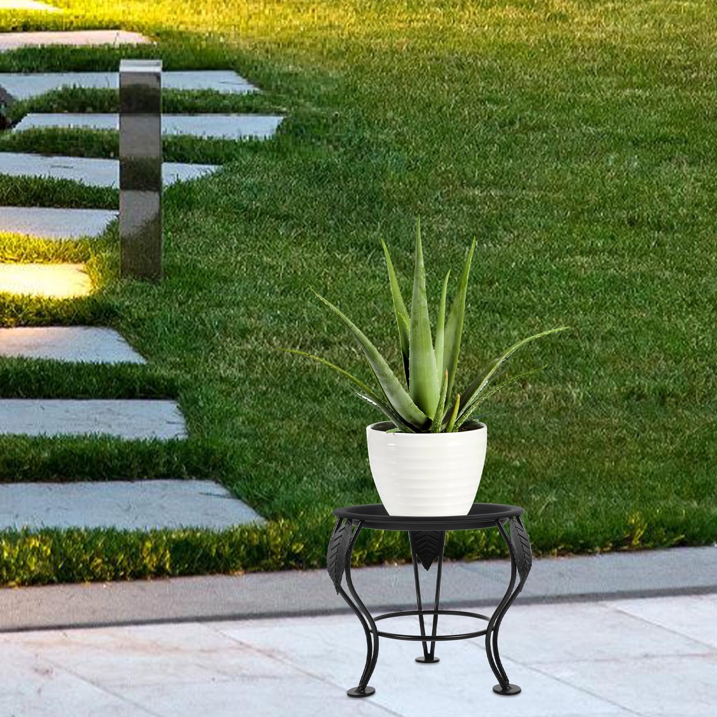Veemoon 2pcs Black Metal Plant Stand for Indoor and Outdoor Flower Pots, Decorative Garden Ball Holder Base, Farmhouse Style Plant Holders for Patio and Lawn