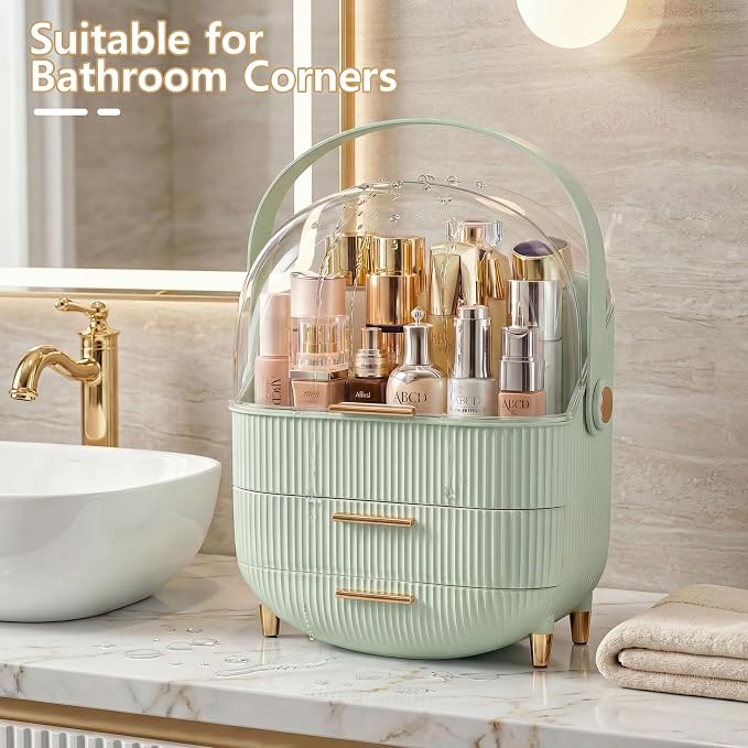 Makeup Organizer Skincare Organizers - Cosmetic Display Cases with Transparent Cover, SkinCare Organizers for Bathroom Countertop, Bedroom Vanity Desk, Lipstick Organizer, White