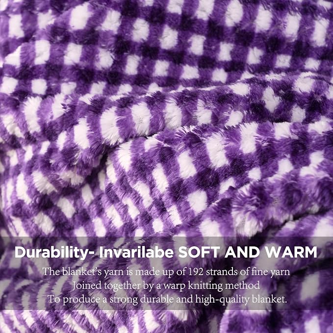 Zyrah Fleece Throws for Couch Super Soft Throw Blanket Lightweight Decorative Fuzzy Cozy Blankets for Sofa Chair Bed (C-Purple, Throw(50"x60"))