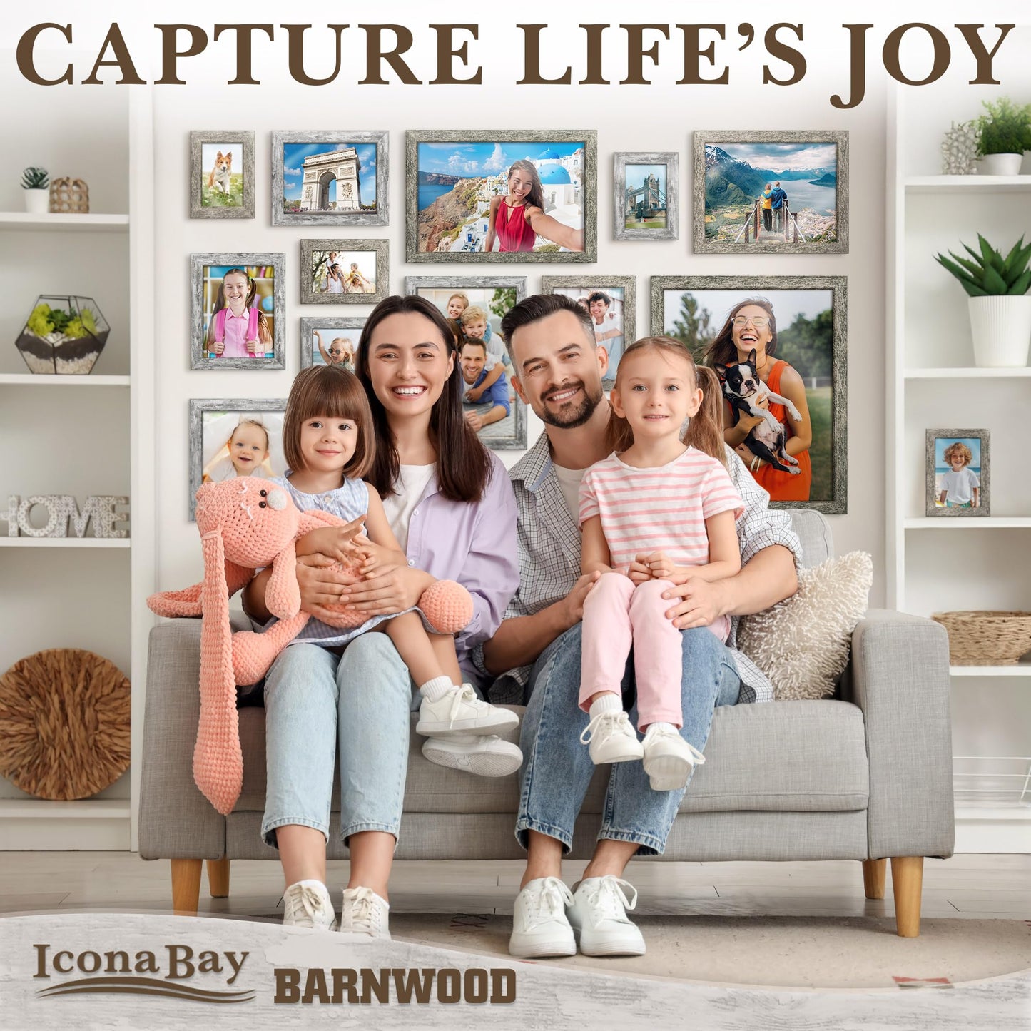 Icona Bay 5x7 Brown Oak Picture Frame, Country Rustic Style 5 x 7 Photo Frame, Table Top or Wall Mount, Barnwood Collection